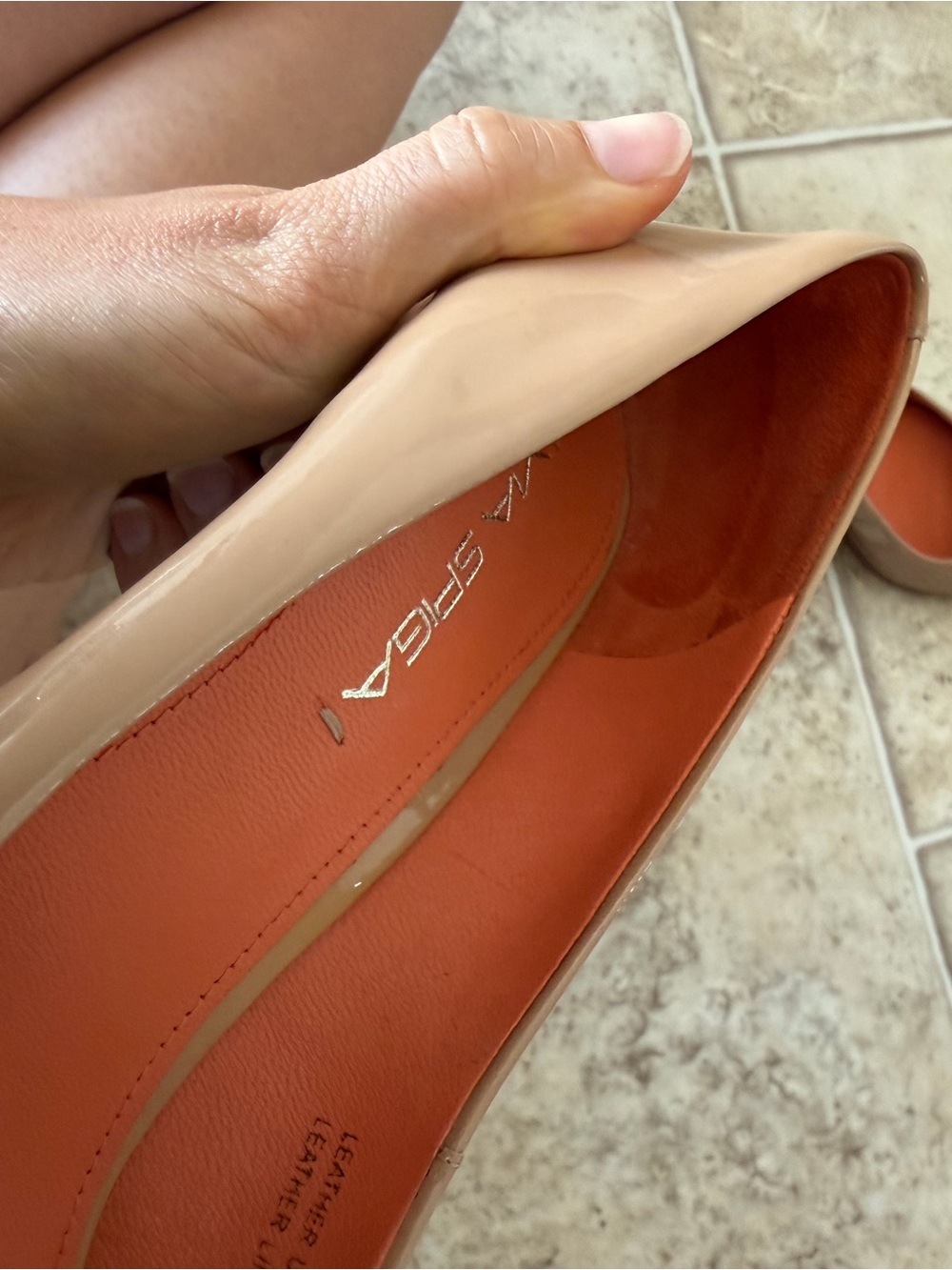 Via Spiga Nude Genuine Leather Peep Toe Heels | Classic Pumps | Size 6.5 - Picture 7 of 7